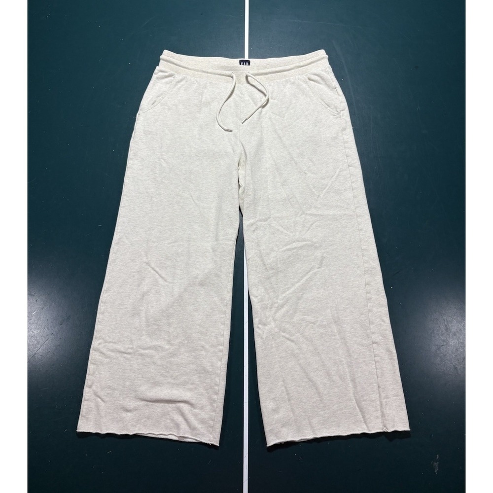 GAP Wide Leg Fleece Sweatpants Heather Gray‎ Women's Large High Rise Streetwear